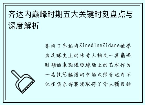 齐达内巅峰时期五大关键时刻盘点与深度解析